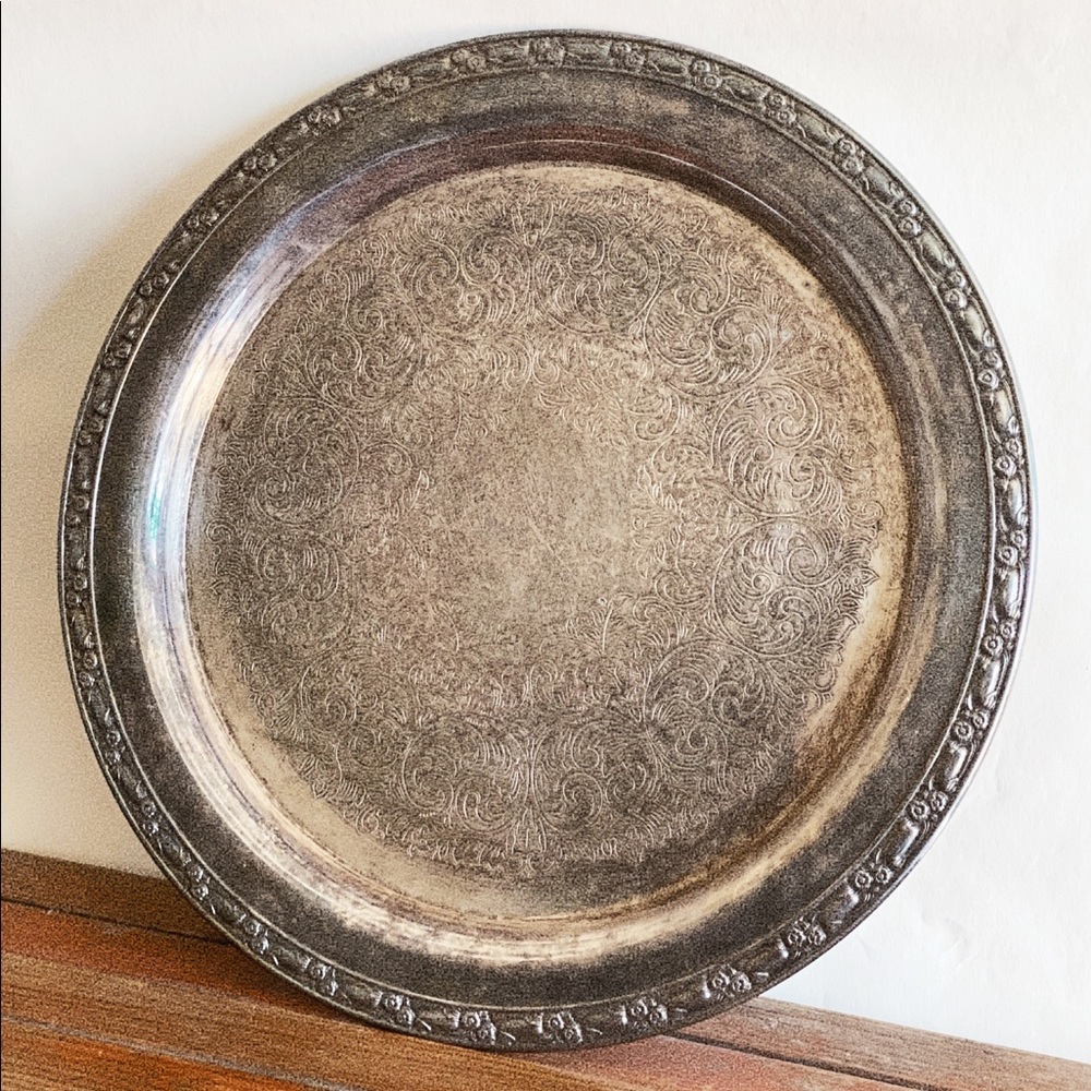 Vintage Large Round Silver Plate